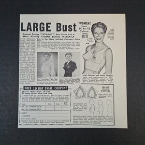 1949 Yuth-Bust Bra Large Bustline Vintage Print Ad Look Slimmer 10‎ Day Trial